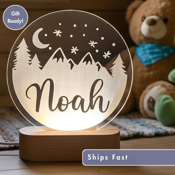 Custom Mountain Name Light • Personalized LED Cloud Sign • Kids Gift - Picture 1 of 8